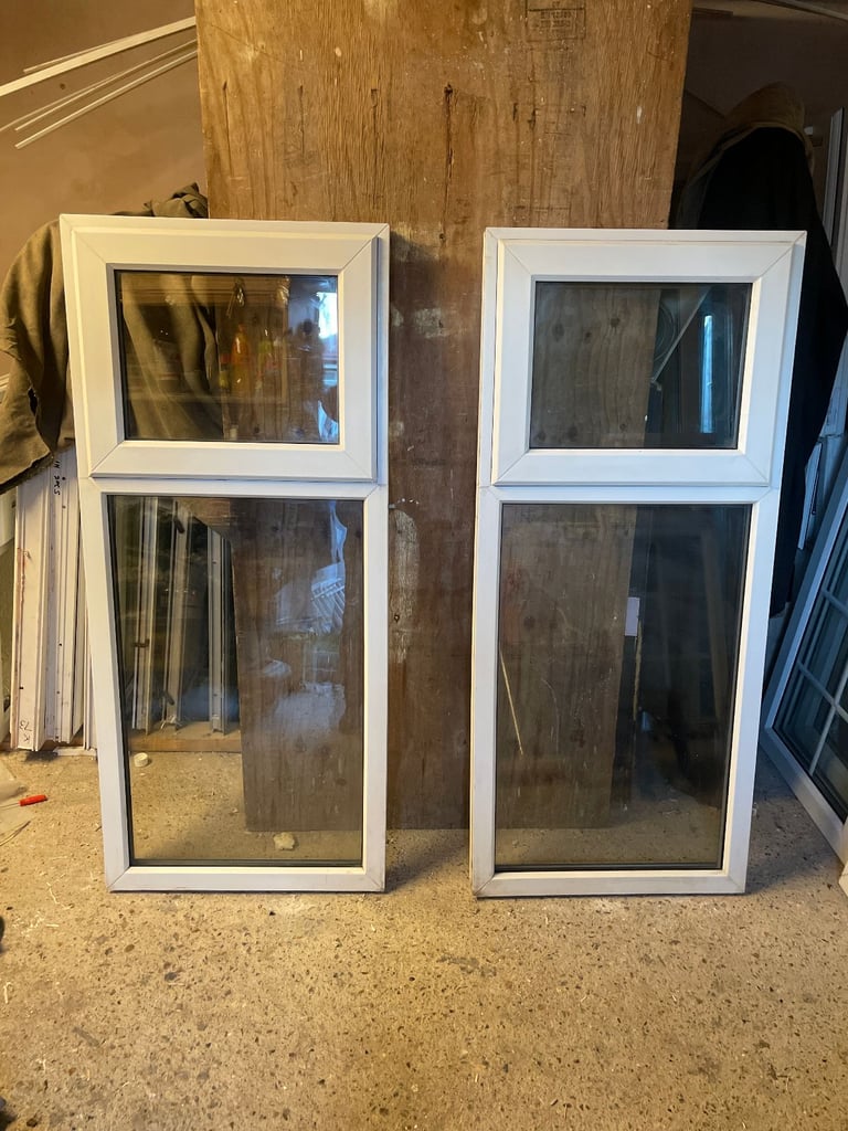 H 142.5 x W 62 cm - MATCHING PAIR UPVC DOUBLE GLAZED WINDOWS - £60 EACH (REF: SJ461 PAIR)
