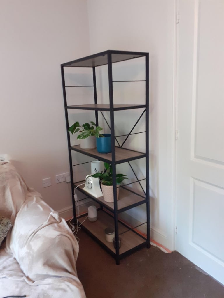 Wrought Iron and Wood Effect Etagere Bookcase