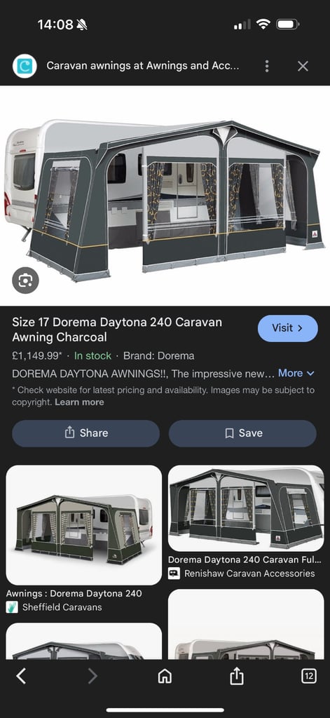 image for Dorema Daytona 240 poled awning with annex size 17 SOLD PENDING COLLECTION