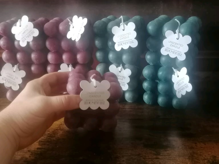 Unscented candle 9-Pieces (burns up to 20Hrs).green and cherry colours