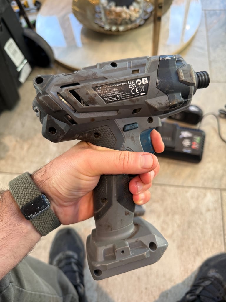 Drill, impact driver with three batteries & charger