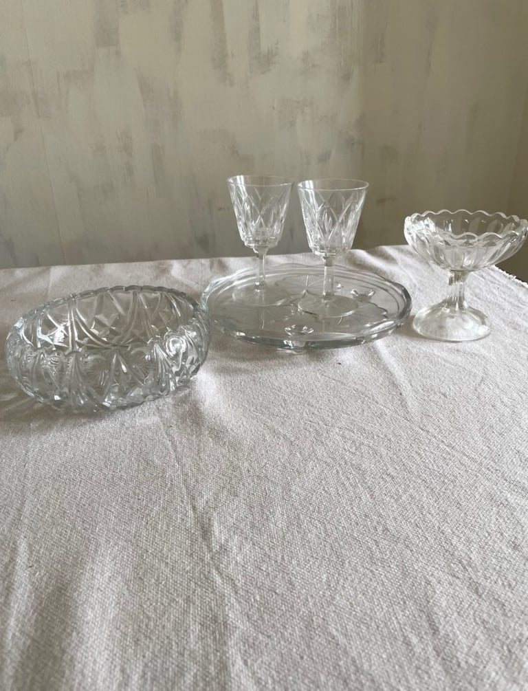 image for Glassware plates bowls vintage mid century crystal