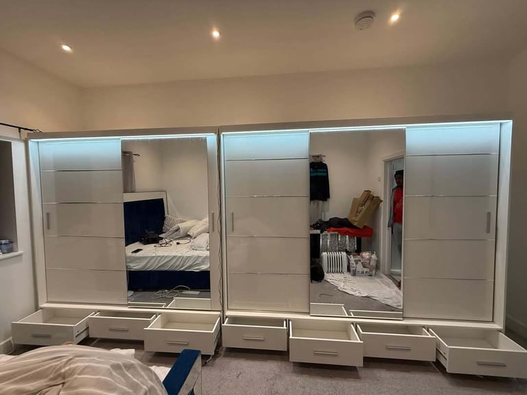 203cm Wardrobe, 180cm,150cm Sliding Doors Wardrobes, 2, 3 Doors Wardrobes, High Gloss Wardrobes 