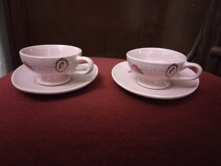 2x Disney Princess Children China Tea Cups in very good condition