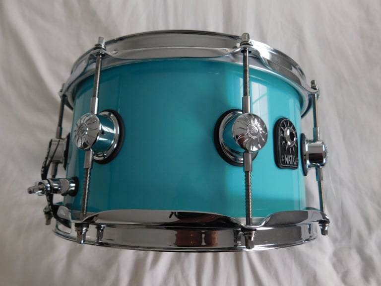 NATAL STAVE ASH SHELL 12 X 6.5 SNARE DRUM - DAPHNE BLUE LACQUER - MINTER.