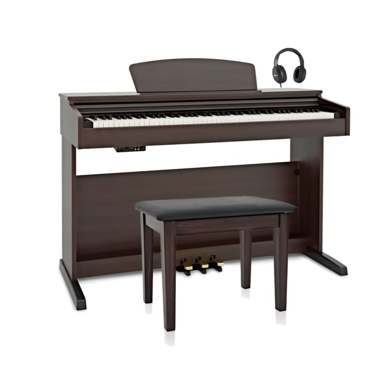 DP-10X Digital Piano by Gear4music + Piano Stool Pack, Dark RW