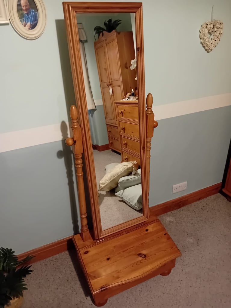 image for Pine Upstand Mirror With Drawer