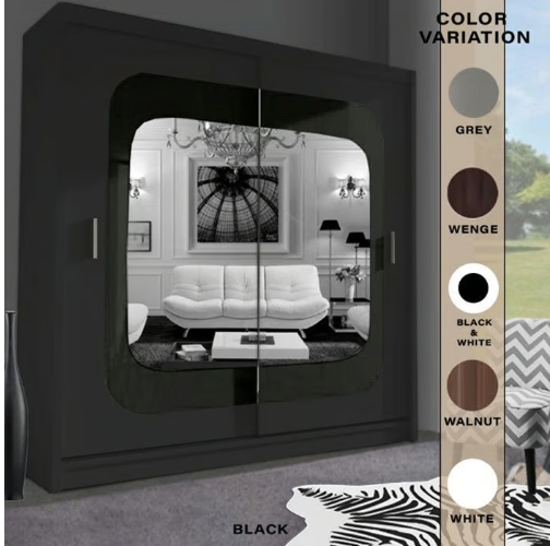 Brand New - Chelsea Mirror Sliding Door Wardrobe - Black- SAME/NEXT DAY DELIVERY