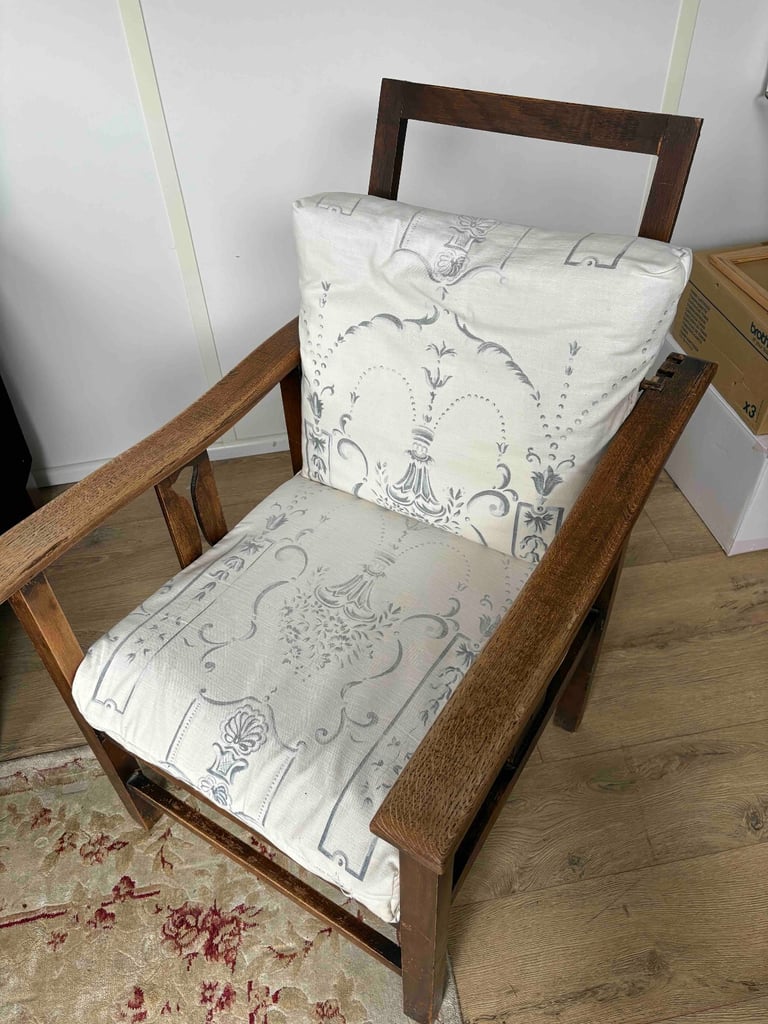 Antique Reclining Solid Oak Farm Chair