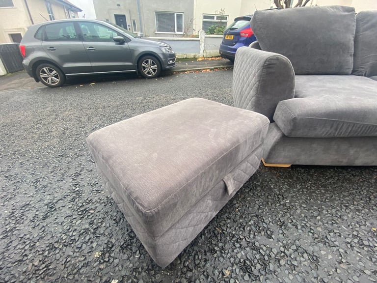 Corner group sofa in a quilted fabric with matching ottoman footstool   Only £199
