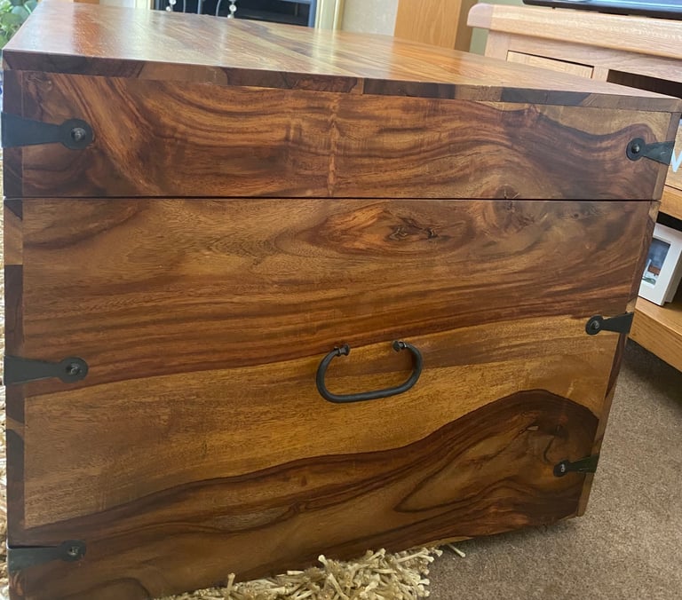 Large solid wooden storage box
