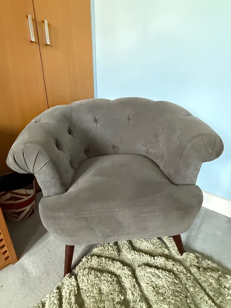 Gorgeous statement grey velvet armchair