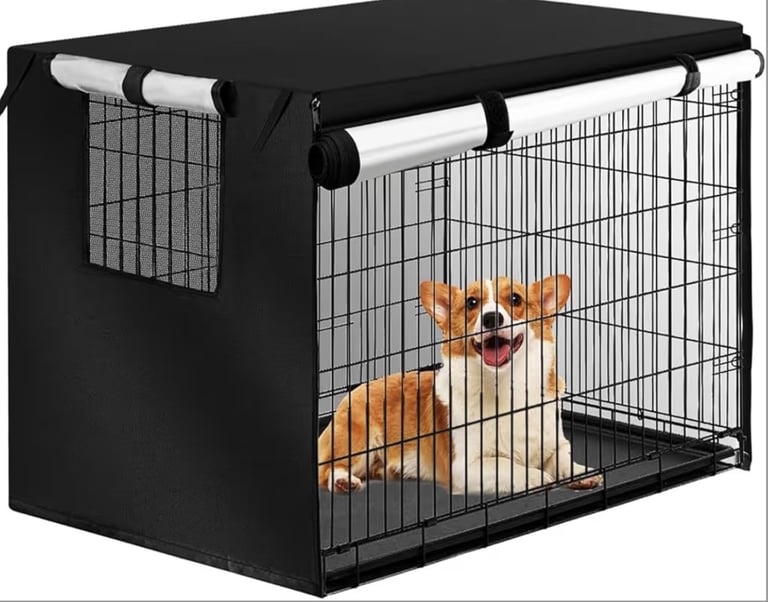 Dog Crate, Cover and Bowl 