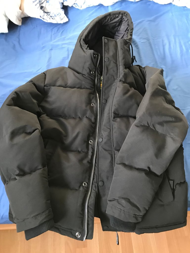 image for Superdry Everest Short Hooded Puffer Jacket Black Size L Large