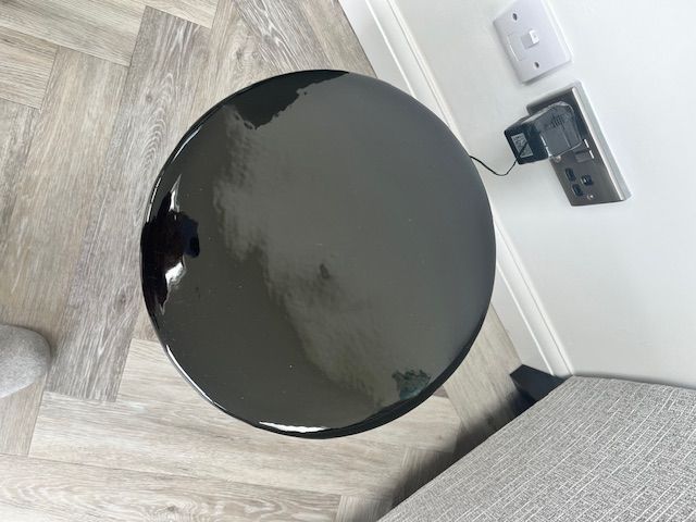 2 Black, round side tables - Must be collected from Ainsdale