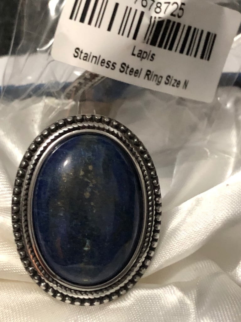 SET OF 2 Lapis Lazuli Oval Cut Lapis Lazuli Oval Shape Ring 50.00 Ct Size N NEW 