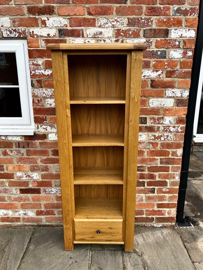 Rustic Solid Oak Tall Bookcase - Great Condition 