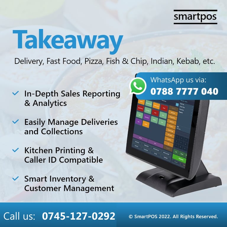 15” NEW EPOS System Retail Hospitality Salon Takeaway Restaurant With Software