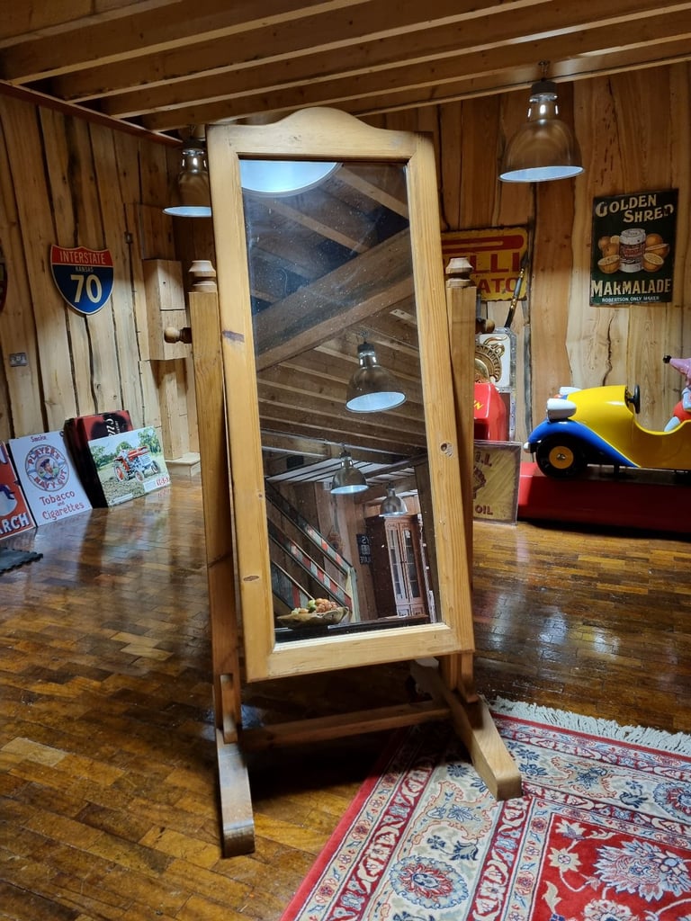 Large Plank Pine Standing Mirror 