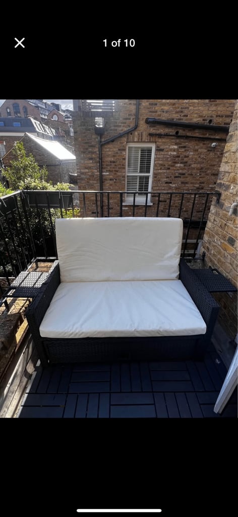 Outsunny Garden Rattan Furniture Set 2 Seater Patio Sun Lounger Daybed Sun Bed