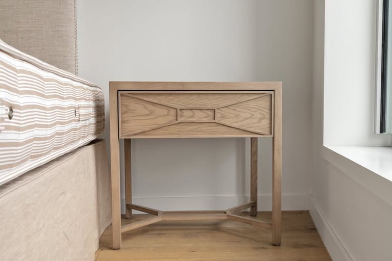 OKA ‘Hester’ Bedside Table x2 - Bleached Oak - RRP £1,390