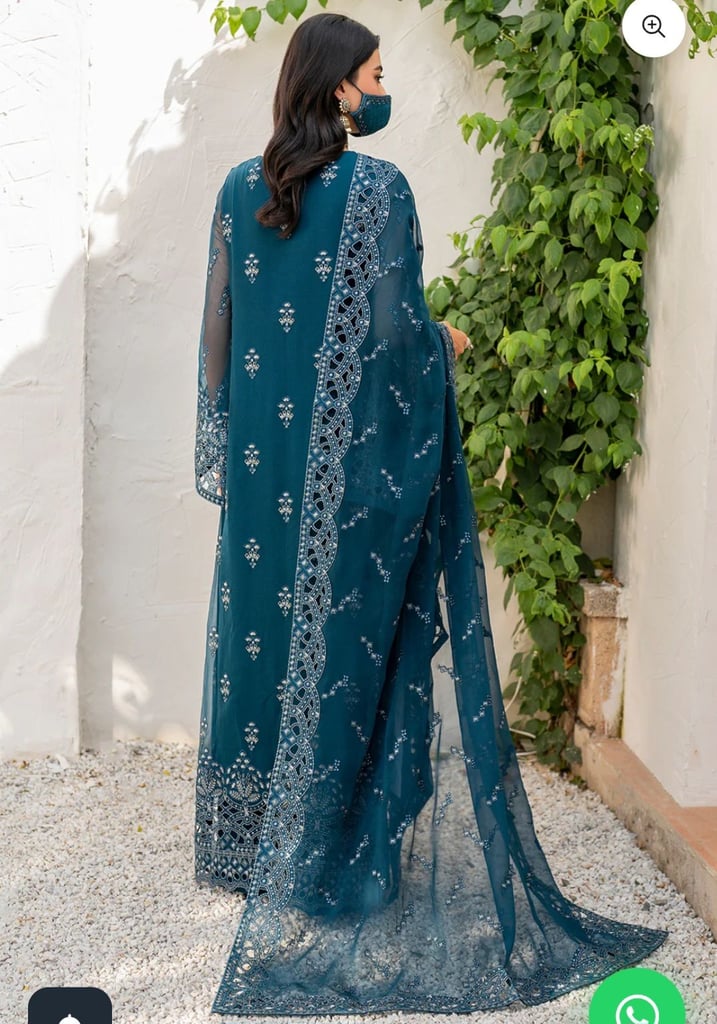Embroidered Chiffon Zinc colour beautifull original designer dress 3 pieces,only wore 3 hours