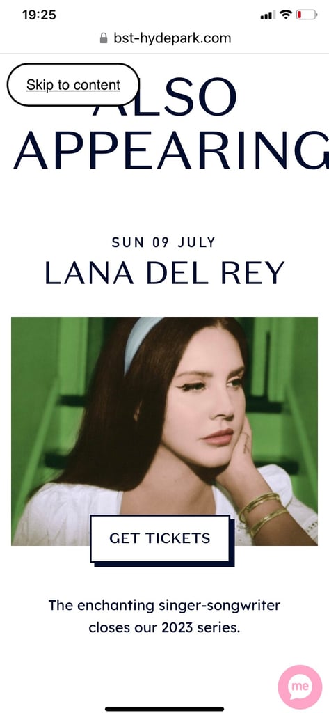 Lana del ray BST Hyde park with Accommodation 