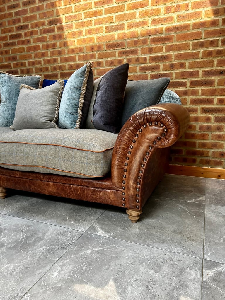 Tetrad Northwood Leather Sofa and Footstool Set ( delivery ) 