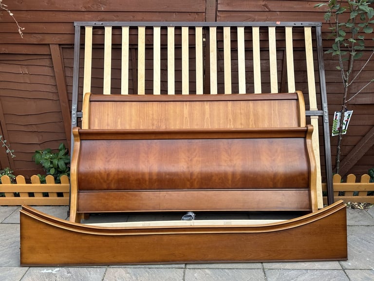 Wonderful French Exigence Couture NF Sleigh Cherrywood King Bed Frame – Good Condition 