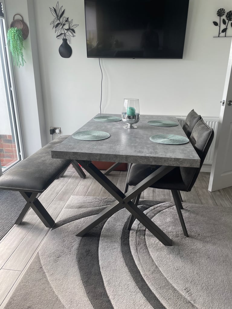 Dining Table, Bench and Chairs