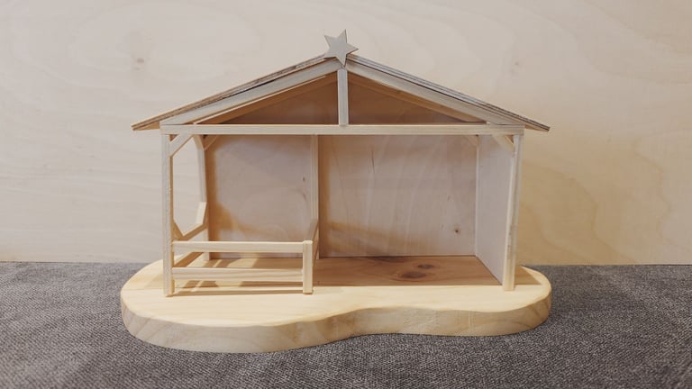 Handmade nativity shed