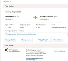 4 Persons, Family Flight tickets from Manchester to Italy Rome Fiumicino Airport 2 adults +2 child