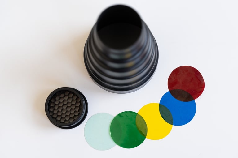 Snoot with honey grid and filters