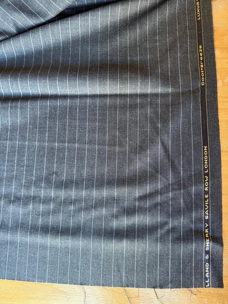 Holland & Sherry Grey Stripe Fabric - 3.5 Metres