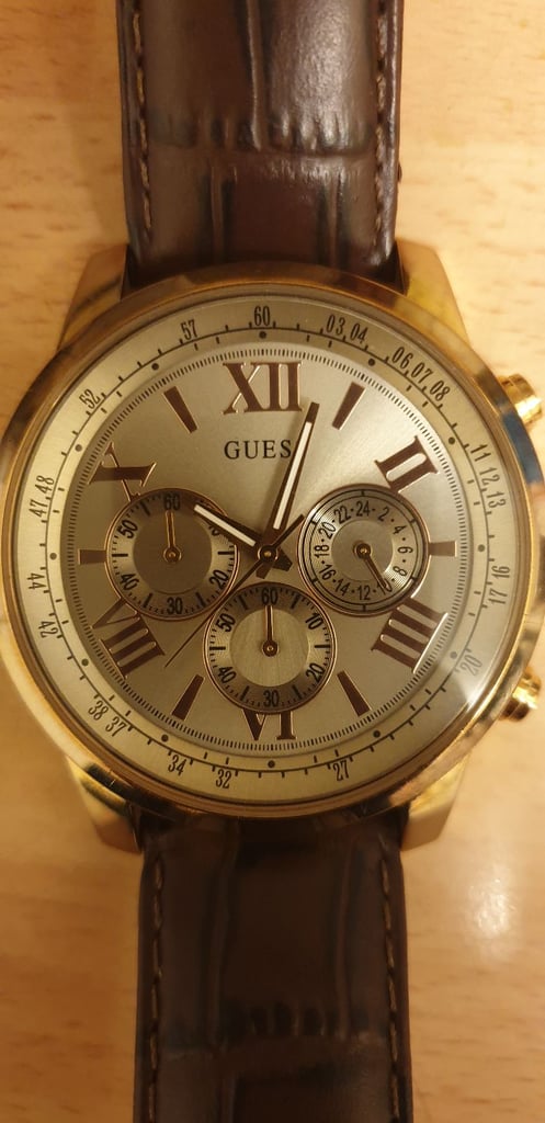 image for GUESS Watch, leather and gold