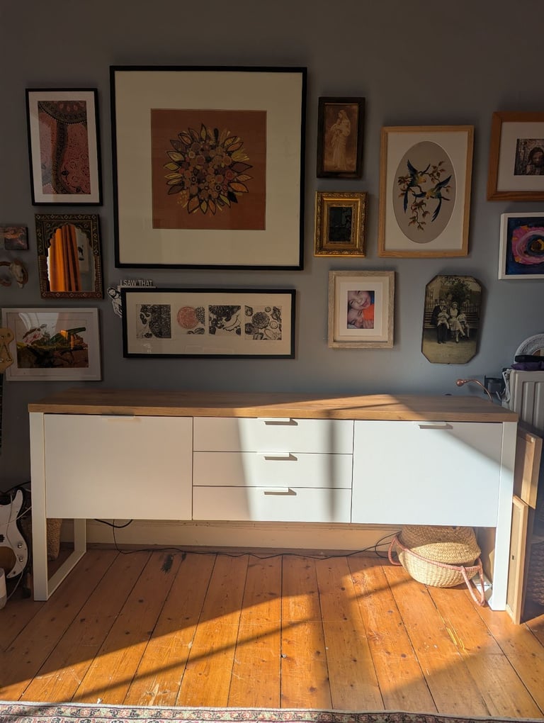 image for Quality white long, slim sideboard