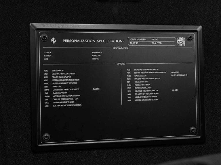 2025 Ferrari 296 GTB 3.0T V6 7.45kWh F1 DCT Euro 6 (s/s) 2dr COUPE Petrol/Electric Hybrid Automatic