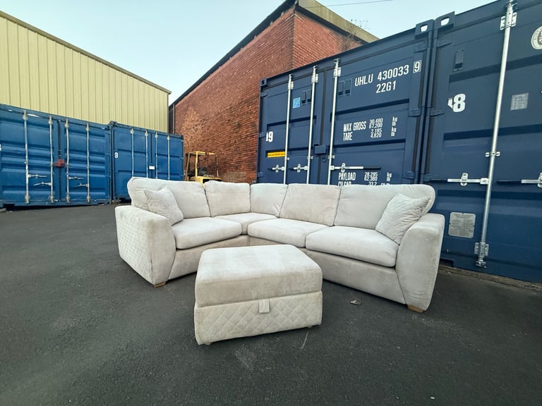 Beige DFS Orka Sofa Corner Bed & Footstool 