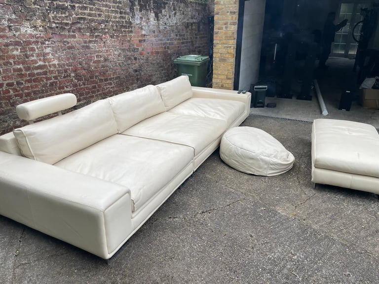 image for Large custom-made Italian leather sofa