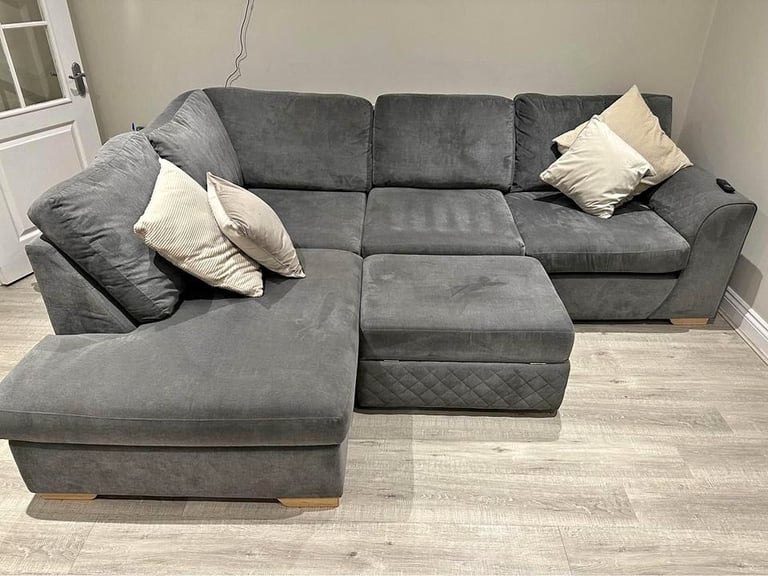 image for Dark Grey 4x seater high back corner sofa