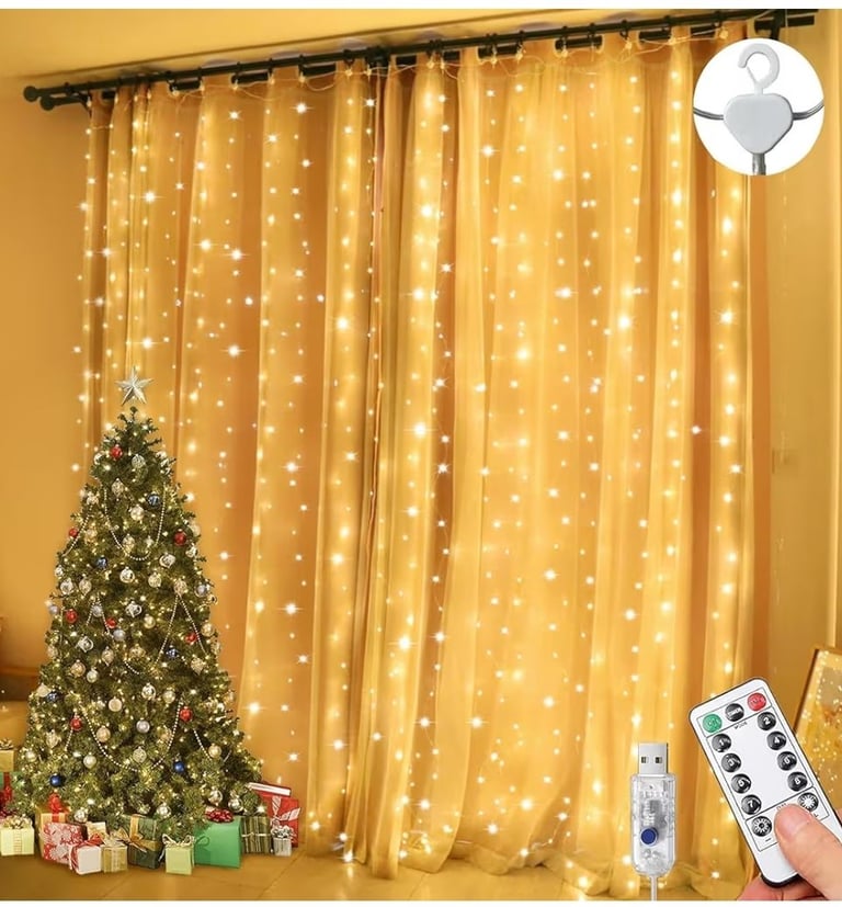 image for Curtain Fairy Lights, 3m×3m 300LED
