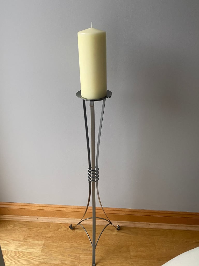 image for John Lewis Floorstanding Candleholder with Large Pillar Candle - Ideal for Christmas!