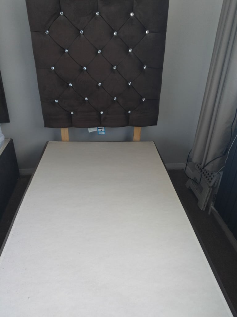 image for Single divan bed set with headboard, drawers and mattress