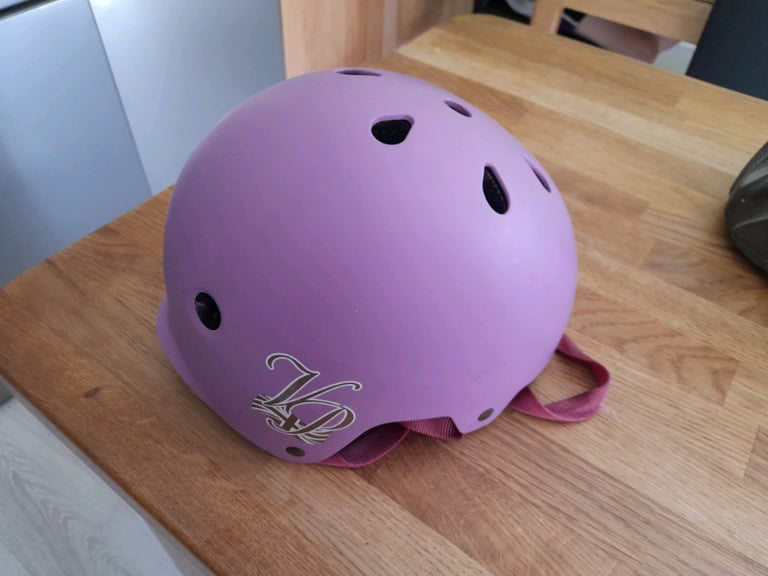 Girls pink / purple cycling skating helmet and bike lock 