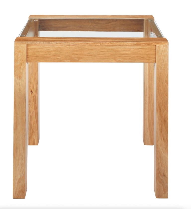 Square Solid Wood & Glass End Table