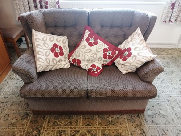 Three piece suite: 3 seater settee, 2 seater settee and rocking chair