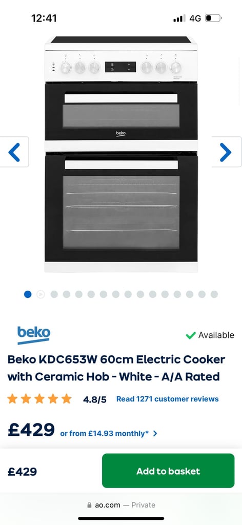 😎NEW😎RRP £449!! Beko 60cm White Electric Cooker - Ceramic Top 