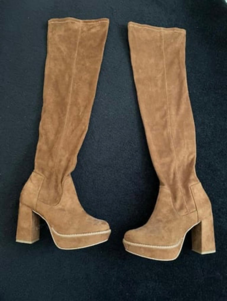 image for Ladies size 4 tan suede over the knee boots £15
