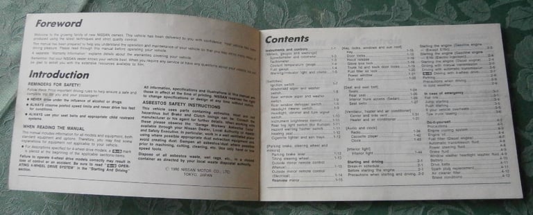 Nissan Sunny, Owners Manual, 1986