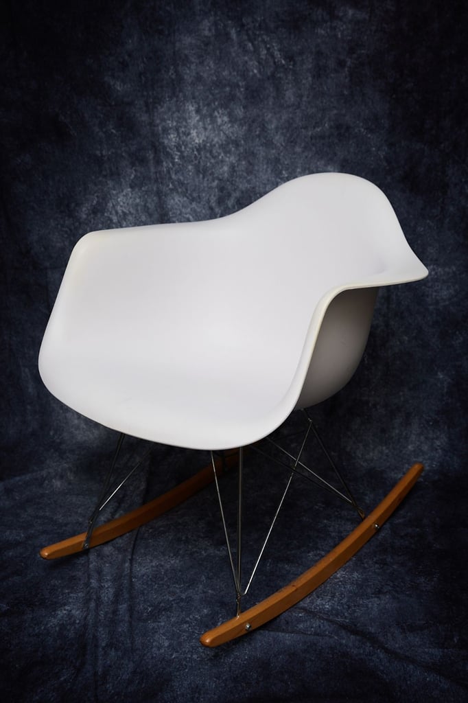 image for White Moulded Plastic Eames Replica Style Rocking Chair Retro N7